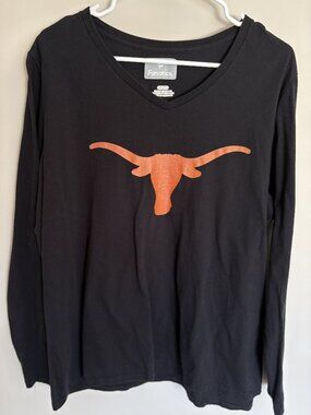 Texas Longhorns Fanatics Women 2XL Black V Neck Long Sleeve NCAA UT Graphic Tee